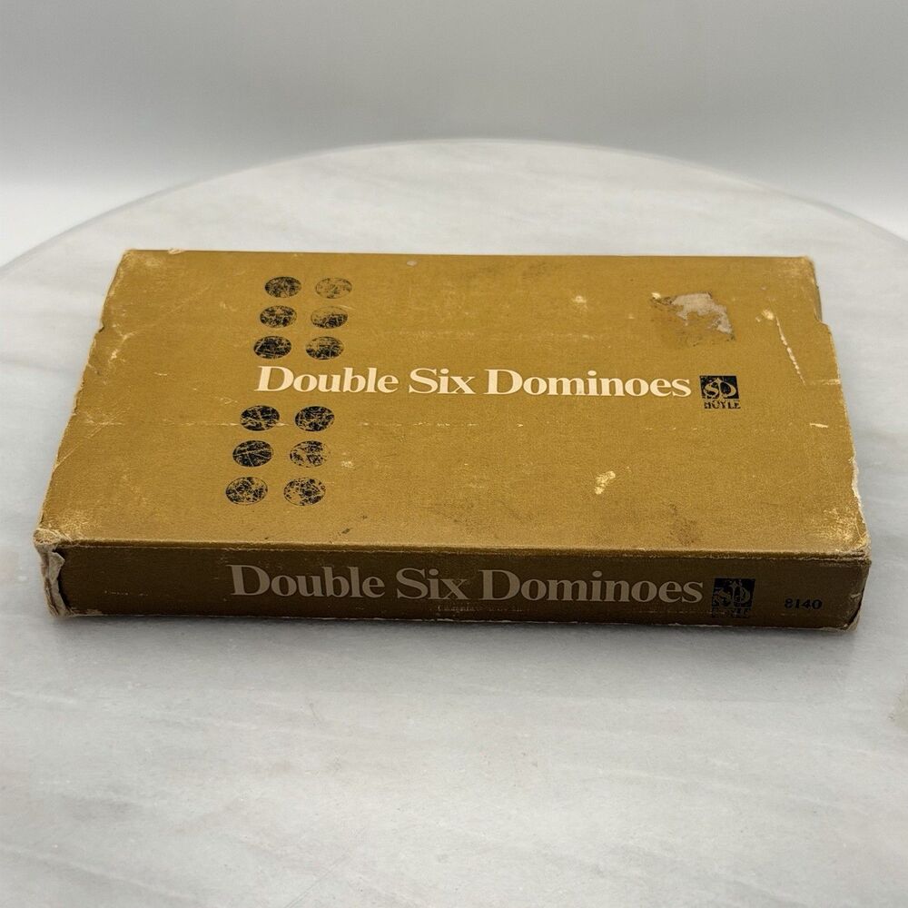 Vintage 1972 Hoyle Double Six Dominoes #8140 Complete 28 Tile Set Case Box